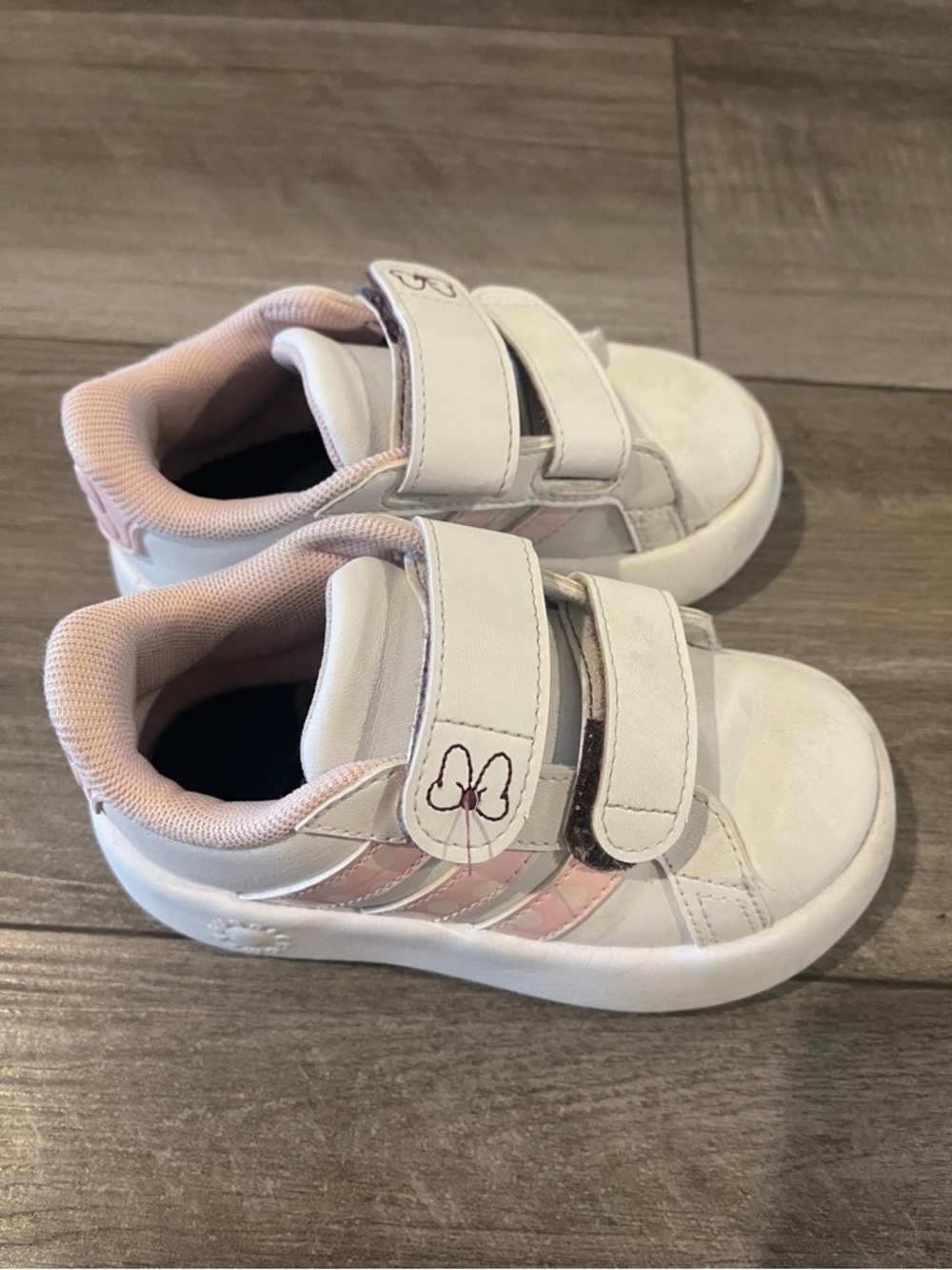 Adidas Kids White and Light Pink Sneakers Minnie Mouse